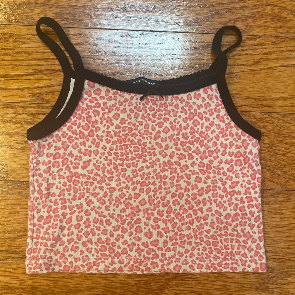 Brandy Melville Pink Leopard Crop Tank